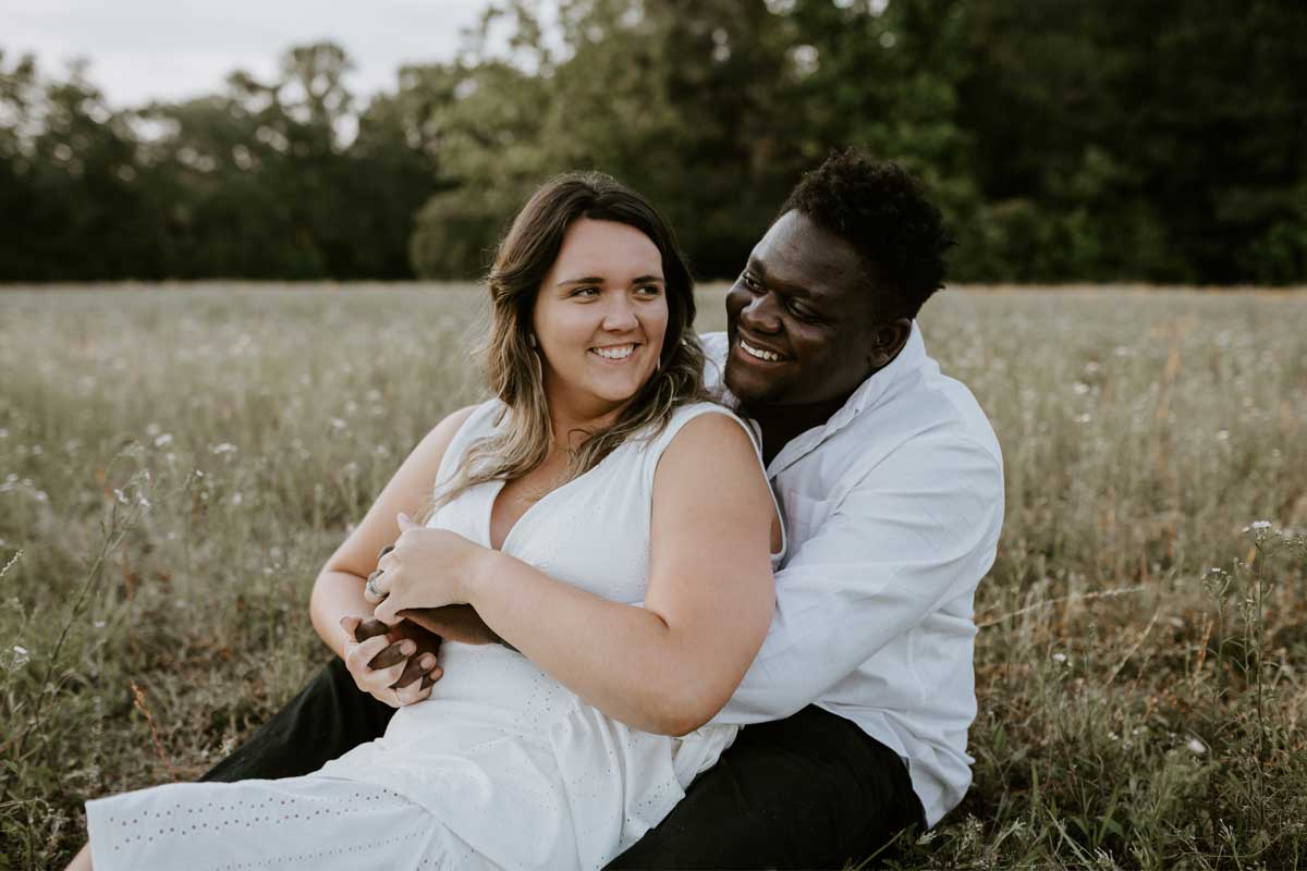 Grassy Field Golden Hour Couples Session